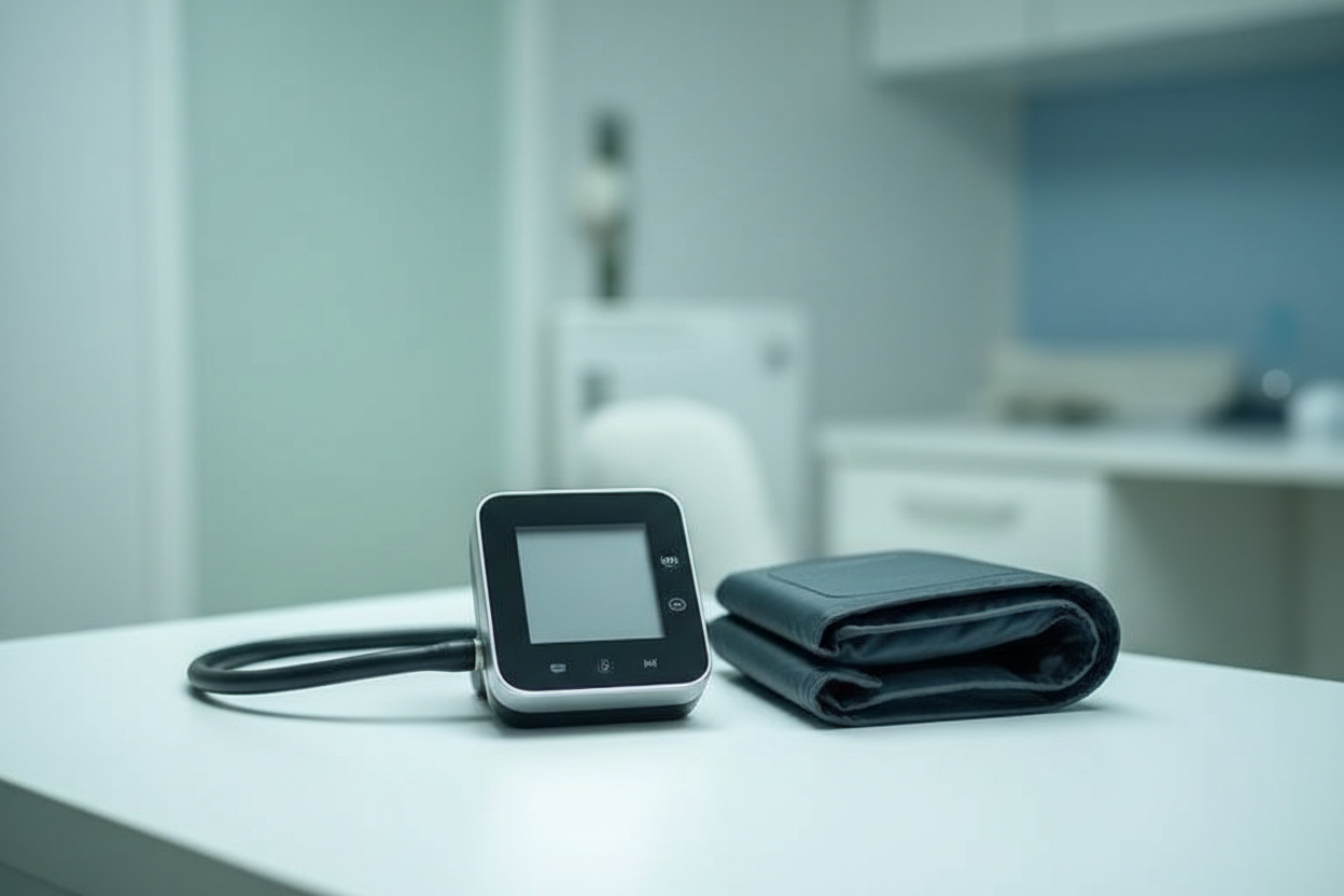 Paciente con brazalete y monitor portátil para MAPA 24 horas